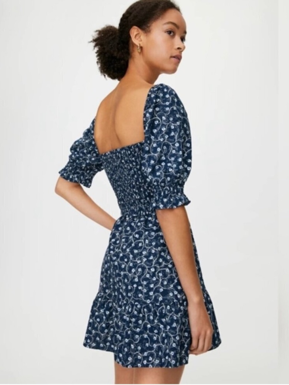 Wilfred Angie poplin dress - Navy Blue Floral SMALL